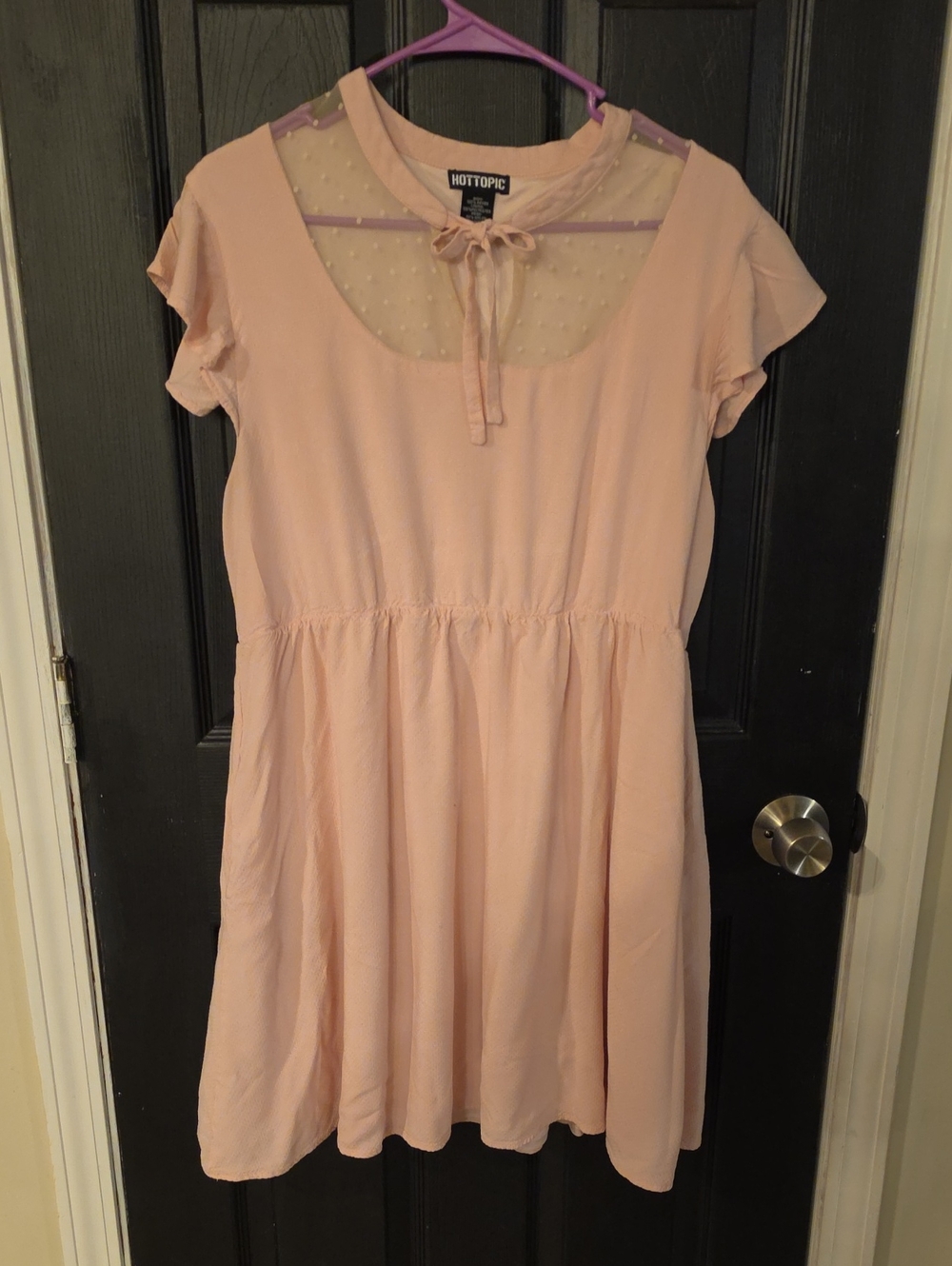 Hot Topic Pale Pink Tie-Neck Mini Dress